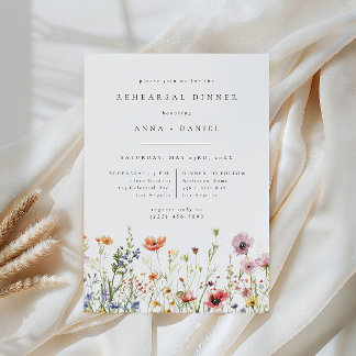 Invitación Watercolor Wildflower Wedding Rehearsal Dinner