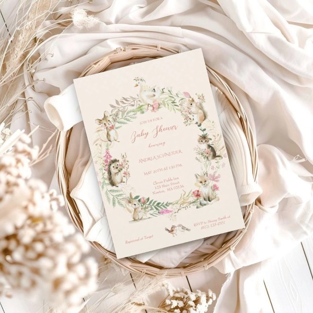 Invitación Watercolor Wildflower Woodland Animals Baby Shower (Subido por el creador)