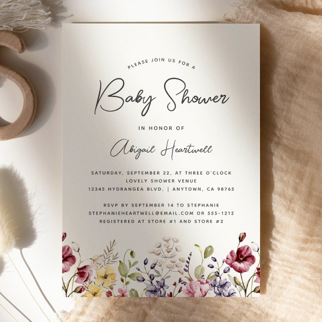 Invitación Watercolor Wildflowers Baby Shower (Subido por el creador)