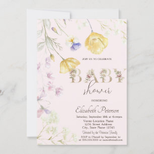 Invitación Watercolor Wildflowers Baby Shower