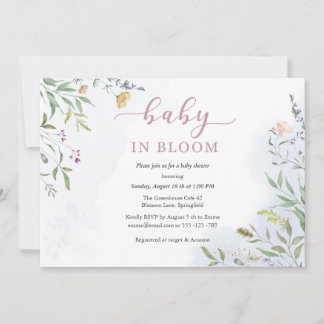 Invitación Watercolor Wildflowers Baby Shower Invitation