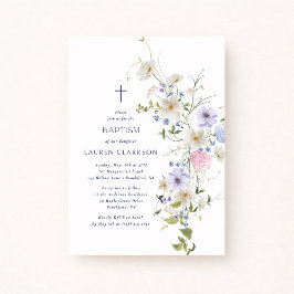 Invitación Watercolor Wildflowers Baptism Invitation