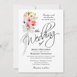Invitación Watercolor Wildflowers Bouquet Rustic Boho Boda