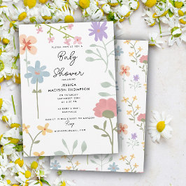 Invitación Watercolor Wildflowers Floral Baby Shower
