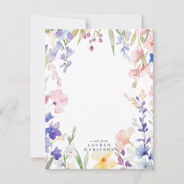 Invitación Watercolor Wildflowers Stationery Note Card (Anverso)
