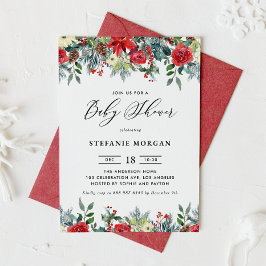 Invitación Watercolor Winter Blooms Garland Baby Shower