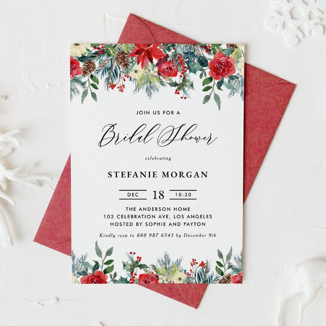 Invitación Watercolor Winter Blooms Garland Bridal Shower (Subido por el creador)