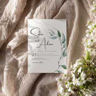 Invitación Watercolor Winter deja fiesta de boda