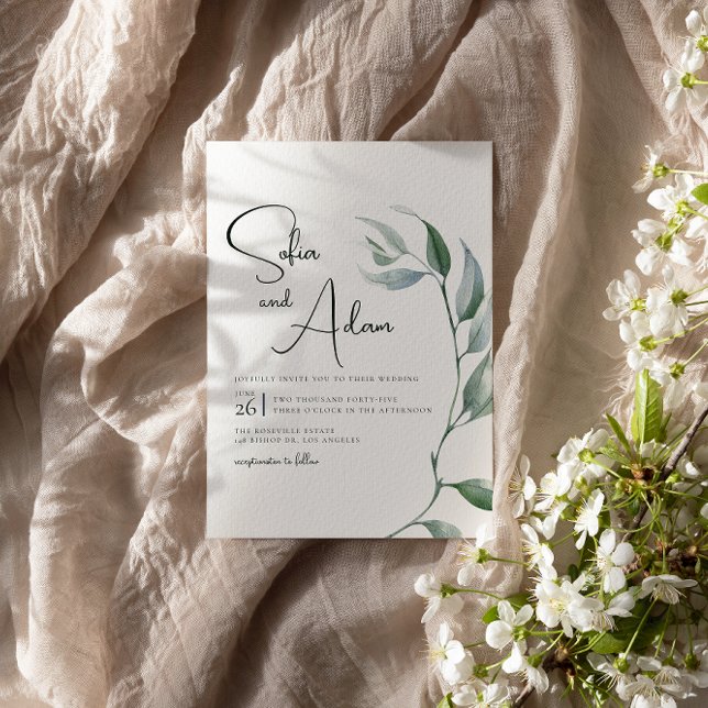 Invitación Watercolor Winter deja fiesta de boda (Subido por el creador)