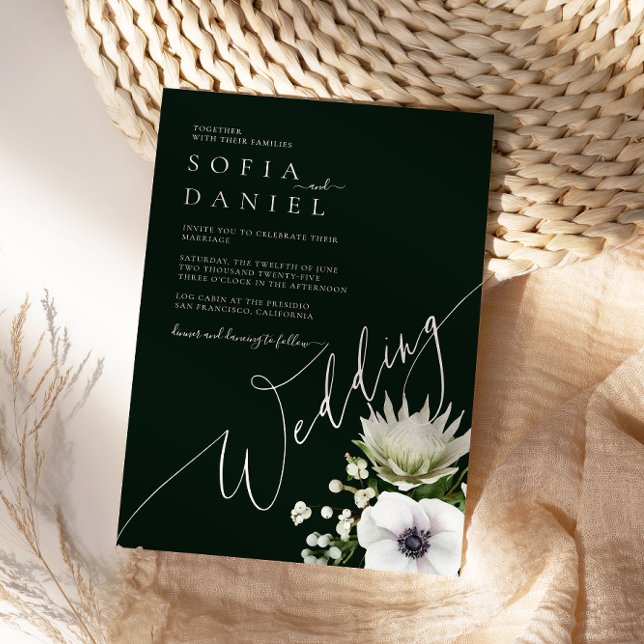 Invitación Watercolor Winter Protea Bouquet Floral Boda (Subido por el creador)