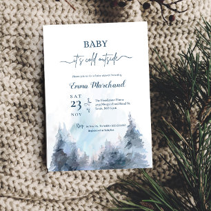 Invitación Watercolor Winter Wonderland Bebé ducha