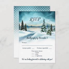 Invitación Watercolor Winter Wonderland Boda Menu RSVP