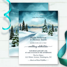 Watercolor Winter Wonderland Wedding Invitation