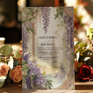 Invitación Watercolor Wisteria Floral Elegante Boda