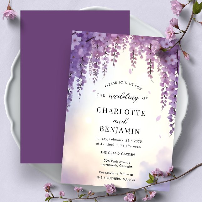 Invitación Watercolor Wisteria Floral Elegante Boda (Subido por el creador)