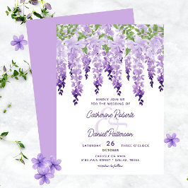 Invitación Watercolor Wisteria Floral Elegante Boda moderno