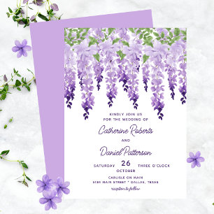 Invitación Watercolor Wisteria Floral Elegante Boda moderno
