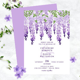 Invitación Watercolor Wisteria Floral Elegante Boda moderno