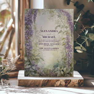 Invitación Watercolor Wisteria Floral Elegante Boda moderno