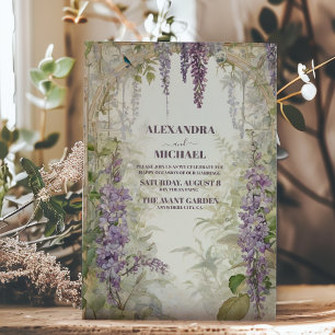 Invitación Watercolor Wisteria Floral Elegante Boda moderno
