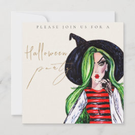 Invitación Watercolor Witch Adult Halloween Party Invitation