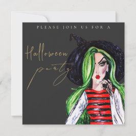 Invitación Watercolor Witch Adult Halloween Party Invitation