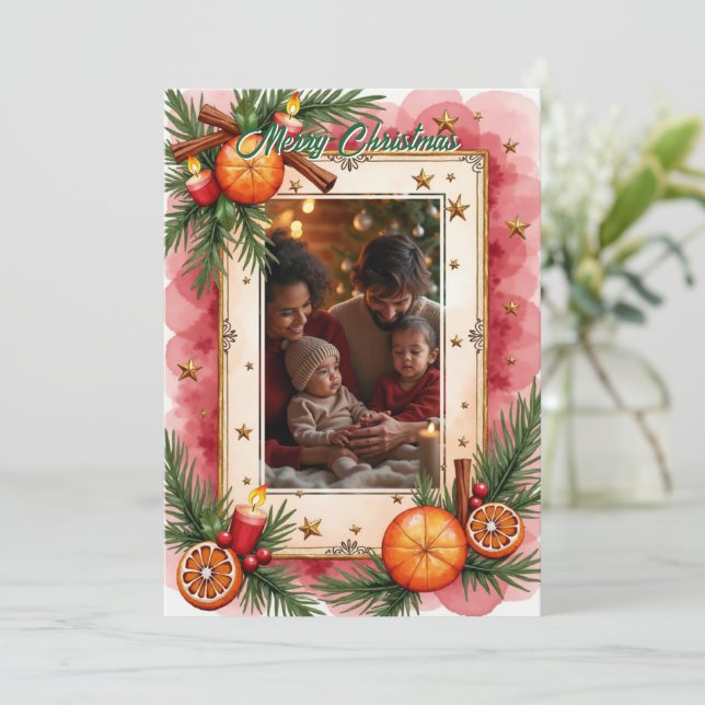 Invitación Watercolor With own photo Twinkle & Toasts card (Anverso de pie)