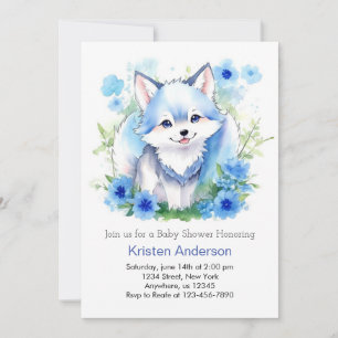 Invitación Watercolor Wolf Whimsical Boy Baby Shower