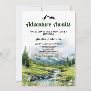 Invitación Watercolor Woodland Adventure espera Baby Shower