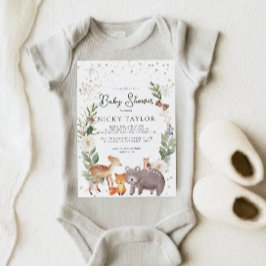 Invitación Watercolor Woodland Animal Snow Winter Baby Shower