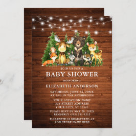 Invitación Watercolor Woodland Animales Madera Luces Ducha