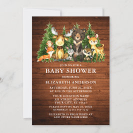 Invitación Watercolor Woodland Animales Wood Shower Photo