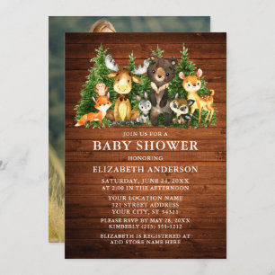 Invitación Watercolor Woodland Animales Wood Shower Photo