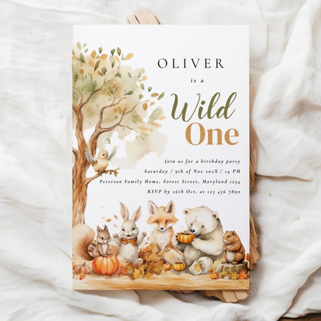 Invitación Watercolor Woodland Animals 1er cumpleaños (Subido por el creador)