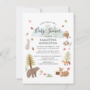 Invitación Watercolor Woodland Animals Boys Baby Shower