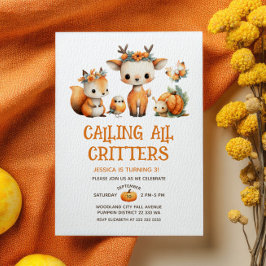 Invitación Watercolor Woodland Animals Fall Kids' Birthday
