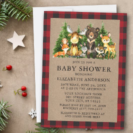 Invitación Watercolor Woodland Animals Rustic Baby Shower