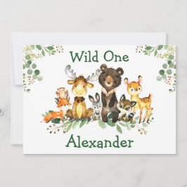 Invitación Watercolor Woodland Animals Wild One First Birthda