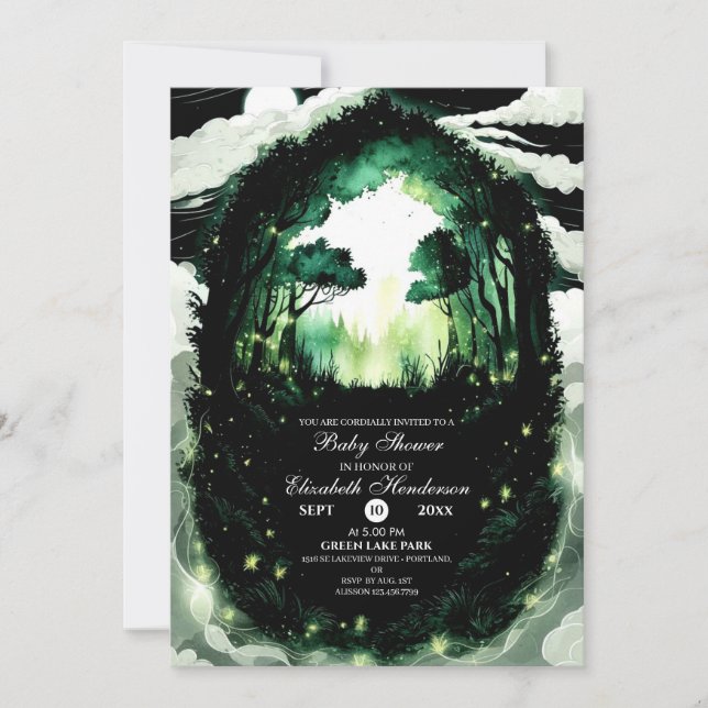 Invitación Watercolor Woodland Baby Shower (Anverso)
