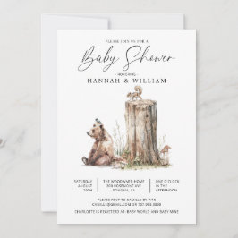 Invitación Watercolor Woodland Bear Baby Shower