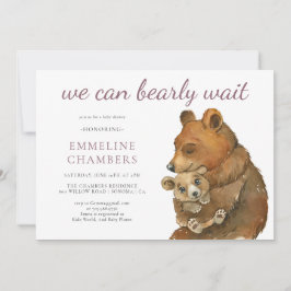 Invitación Watercolor Woodland Bears Baby Shower