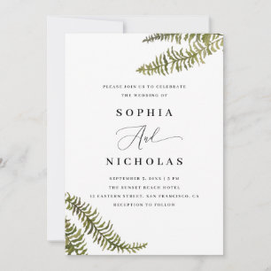 Invitación Watercolor Woodland Fern   Foto boda y código QR