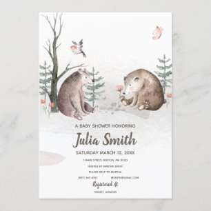 Invitación Watercolor Woodland Forest Baby Shower