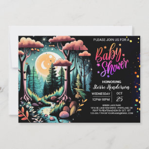 Invitación Watercolor Woodland Forest Baby Shower