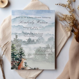 Invitación Watercolor Woodland Forest Fox Baby Shower