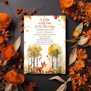 Invitación Watercolor Woodland Fox Wild One Baby Shower