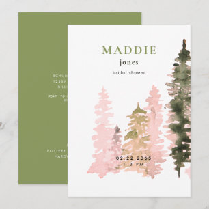 Invitación Watercolor Woodland Green Bridal