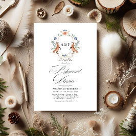 Invitación Watercolor Woodland Laurel Escudo Ensayo Cena