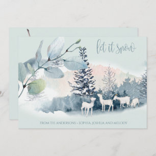 Invitación Watercolor Woodland Mountain Snow Gots