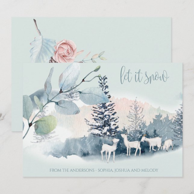 Invitación Watercolor Woodland Mountain Snow Gots (Anverso / Reverso)